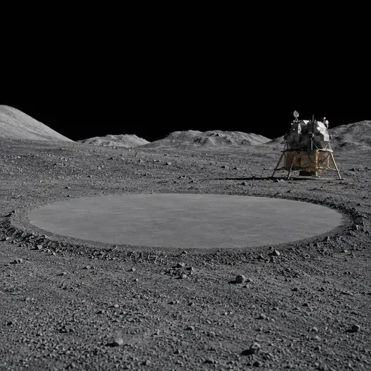 A sintered lunar landing pad